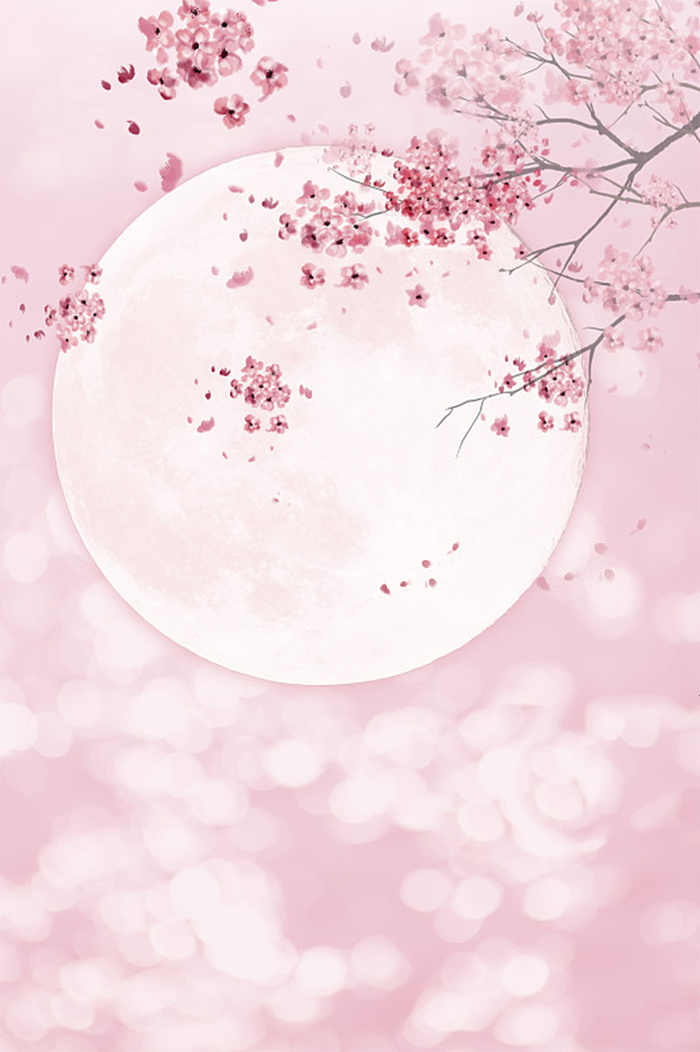 梦幻粉红色花卉月亮广告高清