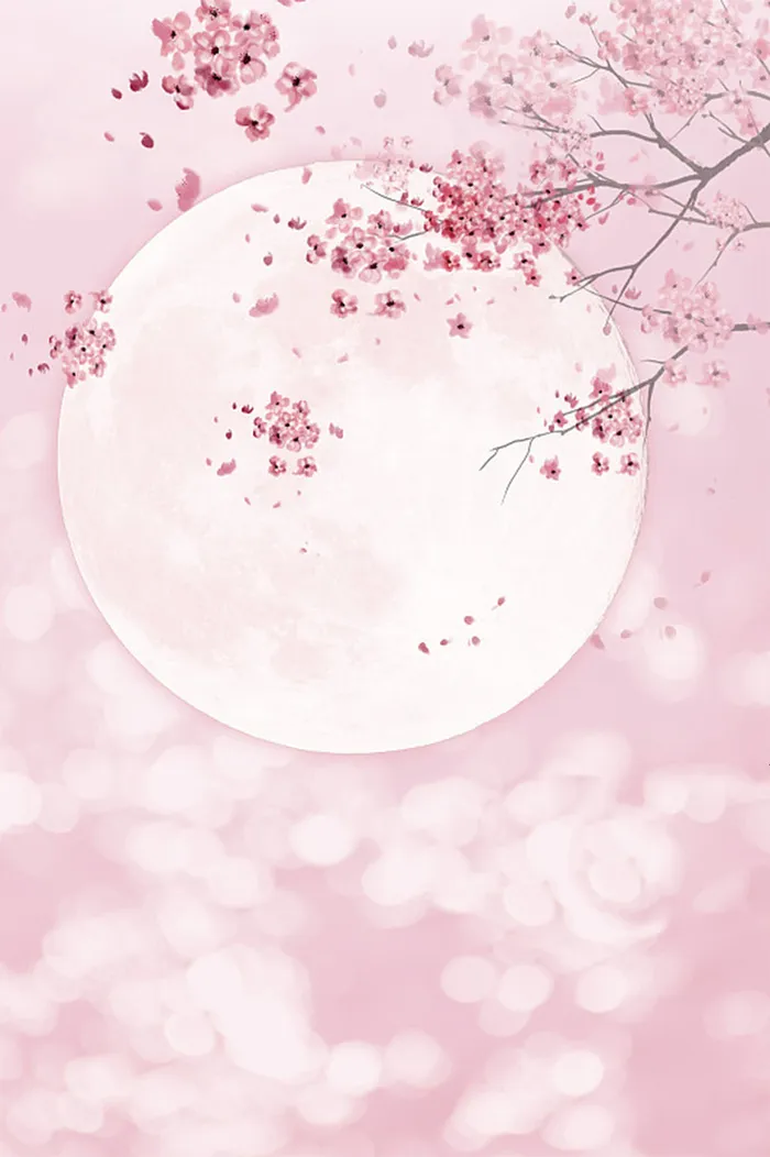 梦幻粉红色花卉月亮广告高清