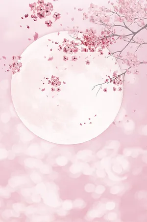 梦幻粉红色花卉月亮广告高清