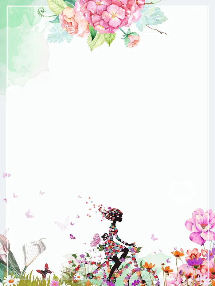 夏季手绘花朵小清新背景高清