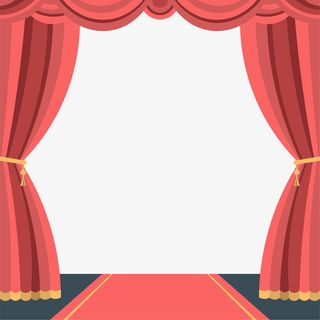 红色卡通帷幕舞台免抠