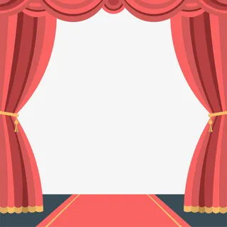 红色卡通帷幕舞台免抠
