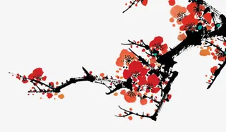 手绘树枝梅花免抠