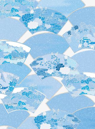 蓝色扇形印花底纹免抠