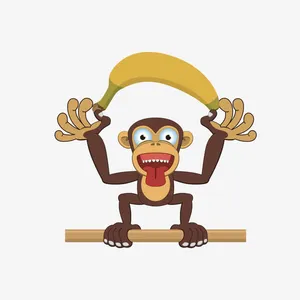 树枝上拿香蕉的猴子免抠