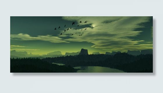 手绘远山飞鸟背景高清