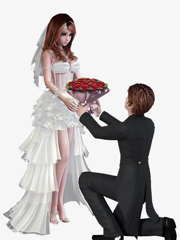 婚纱新娘和新郎免抠