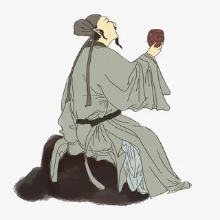 古人 喝酒 插画 元素免抠