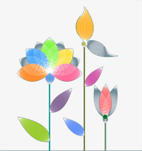 小荷花艺术元素材免抠