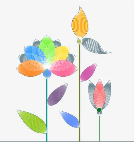 小荷花艺术元素材免抠