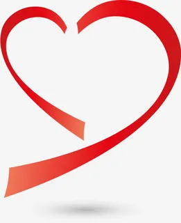 红色线条丝带爱心免抠