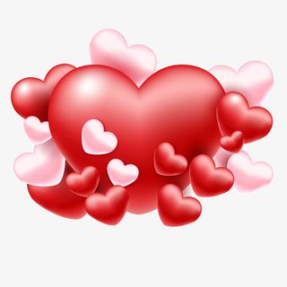 立体红色和粉色爱心矢量图免抠