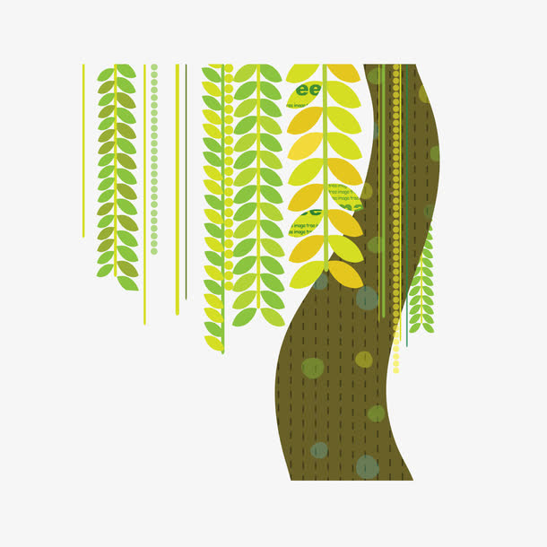 卡通春天清新垂柳免抠