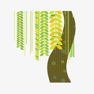 卡通春天清新垂柳免抠