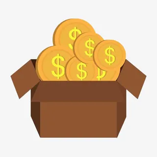 纸箱里的金币免抠