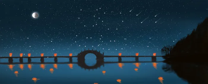 中元节简约渐变蓝色背景高清