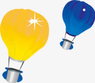 热气球卡通飞翔漂浮装饰免抠