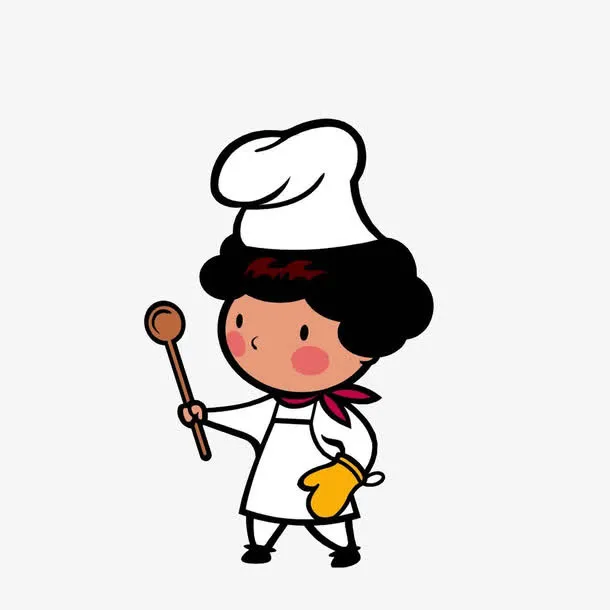 卡通拿木勺戴手套的女厨师免抠
