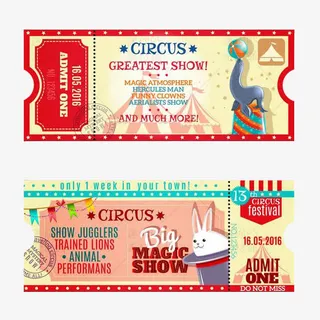 马戏团卡通门票PNG免抠