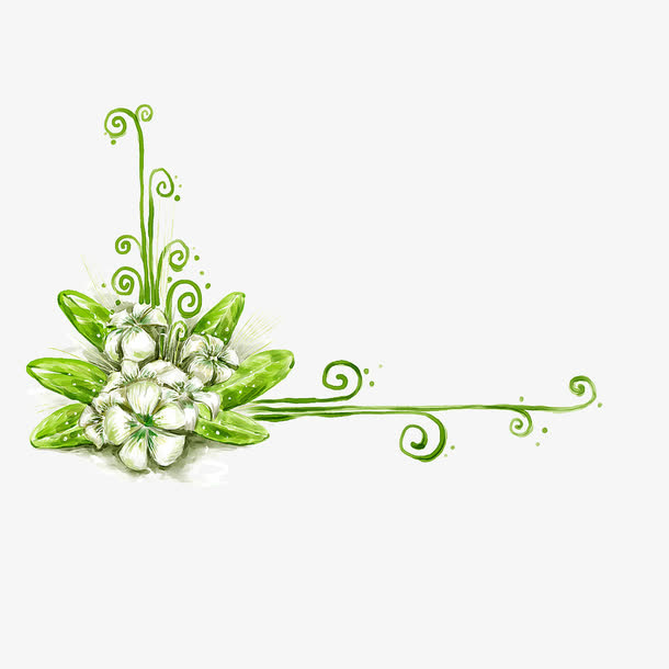 手绘花草边框装饰素材免抠