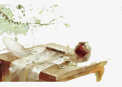 诗酒古风手绘水墨免扣背景素材