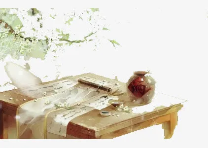 诗酒古风手绘水墨免扣背景素材