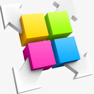 彩色箭头正方体免抠