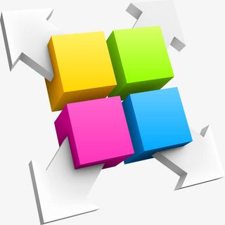 彩色箭头正方体免抠