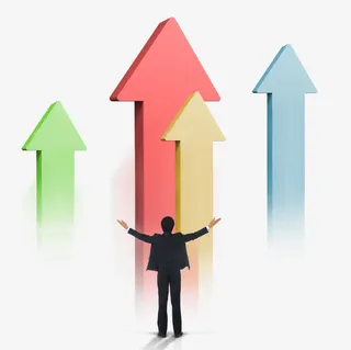 业绩箭头海报效果免抠标签元素