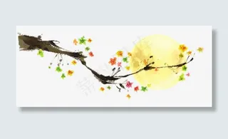 树枝月亮中秋节节日促销免抠