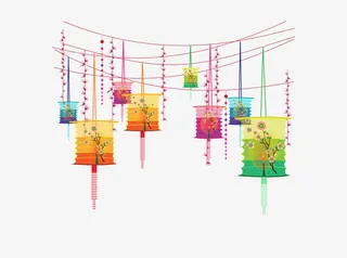 彩色灯笼装饰免抠