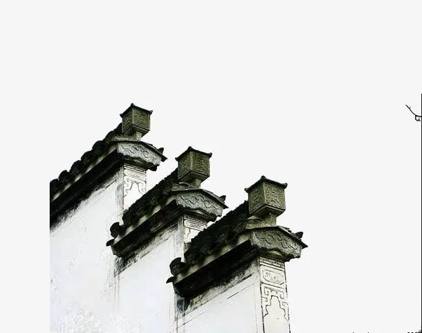 徽州白墙黑瓦摄影免抠