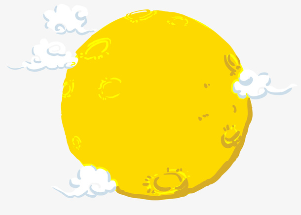 手绘创意黄色的月亮免抠