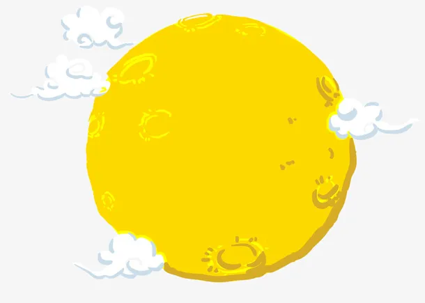 手绘创意黄色的月亮免抠
