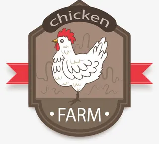 白色手绘母鸡徽章免抠