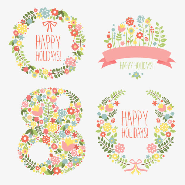 4款清新花卉妇女节免抠