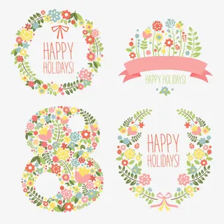 4款清新花卉妇女节免抠