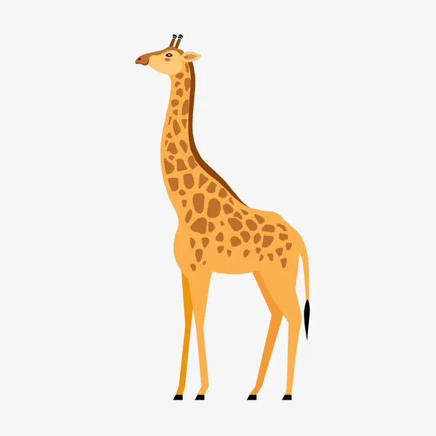 卡通手绘长颈鹿PNG素材免抠