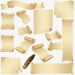 复古欧式羊皮纸卷轴条幅免抠