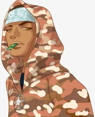 卡通手绘的外国迷彩服饰人物免抠