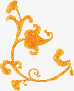 橙色花纹素材开业免抠