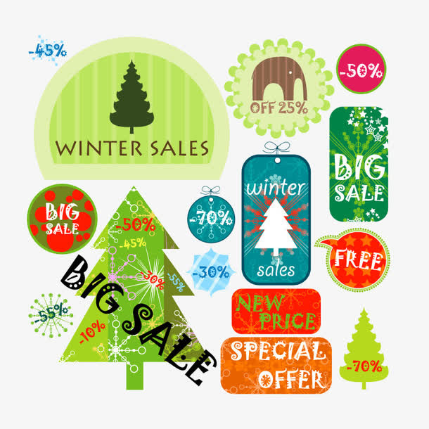 圣诞节标签矢量素材免抠