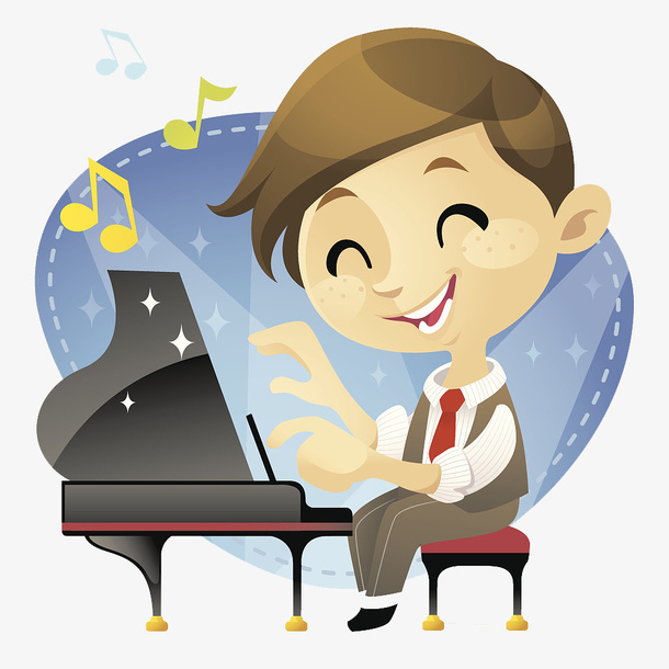 卡通穿礼服弹奏钢琴的小朋友免抠
