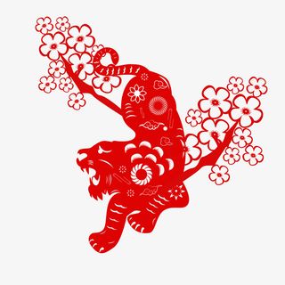 喜庆虎年剪纸窗花免抠节日元旦/春节/元宵元素