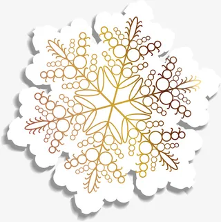 白色边框金色花纹雪花纹理免抠