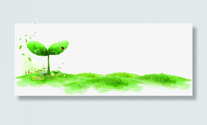 春季绿色水墨植物小草昆虫免抠