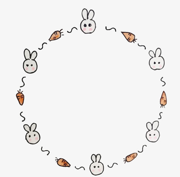 矢量兔子边框免抠