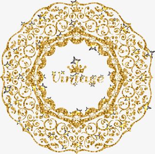 闪耀的金色花纹免抠