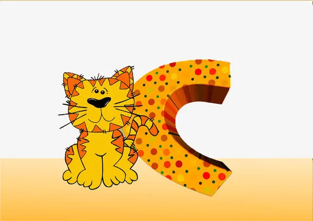 老虎和字母C免抠
