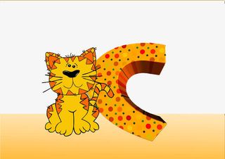 老虎和字母C免抠